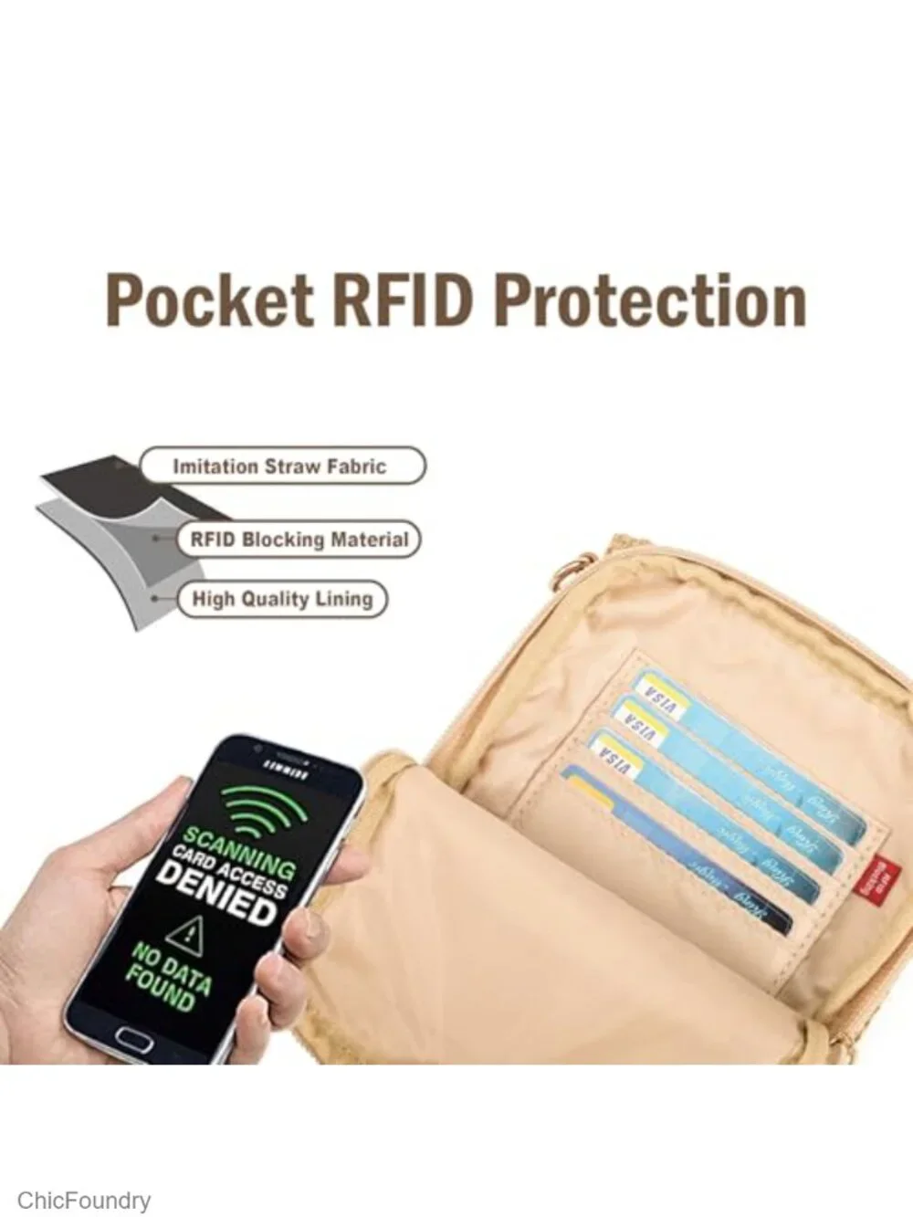 Faux Straw Crossbody Bag with RFID Blocking Card Slots, Lightweight Woven Purse
